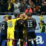 Kosovo players leave the field before the game ends in Romania in the Nations League