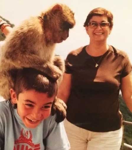 Ferran Torres playing with a monkey as a child