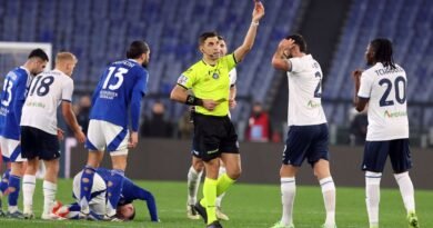 Serie A: Forward gets two yellow cards in one minute as Lazio drops points again